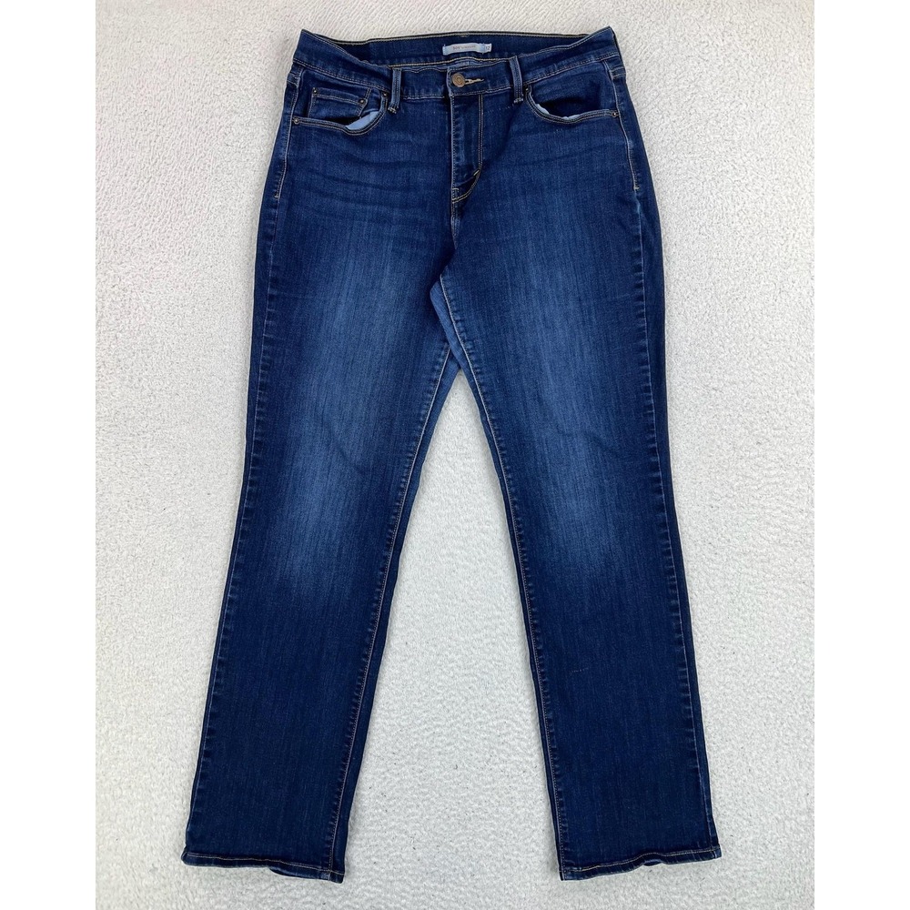 Levis 505 Straight Jeans Womens 12 Blue Medium Wash Mid Rise Stretch Denim